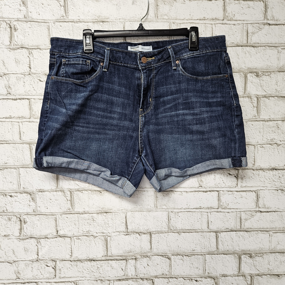 Levi Strauss Signature Gold Mid Rise Shorts Size 14 Dark Wash 4.5 Inch Inseam